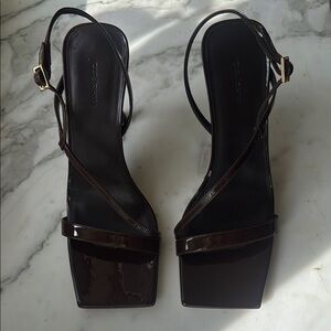 Gia Borghini brown patent leather wedge Sandals- brand new.